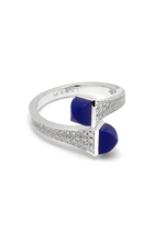 Cleo Midi Ring, 18k White Gold with Lapiz Lazuli & Diamonds