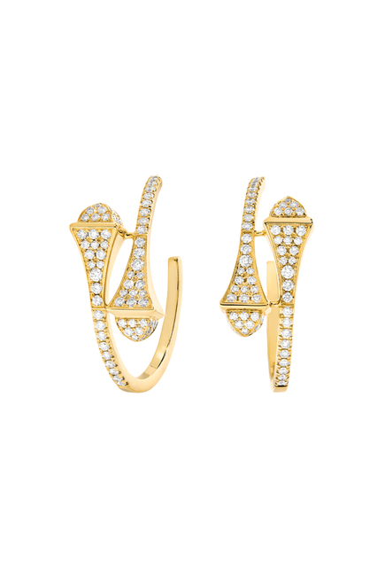 Cleo Small Hoop Earrings, 18k Yellow with Gold Full Diamonds