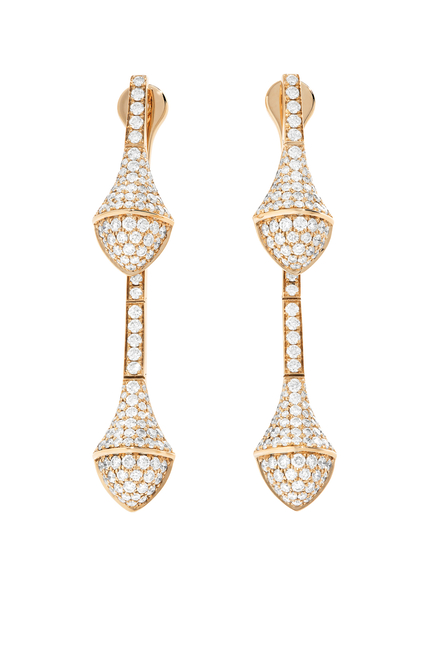 Cleo Drop Earrings, 18k Rose Gold with Full Diamonds