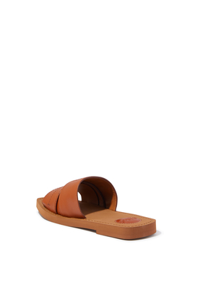 Woody Leather Flat Mules