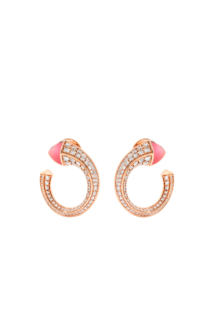 Cleo Venus Stud Earrings, 18k Rose Gold with Pink Coral & Diamonds