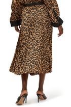 Leopard-Print Pleat Skirt