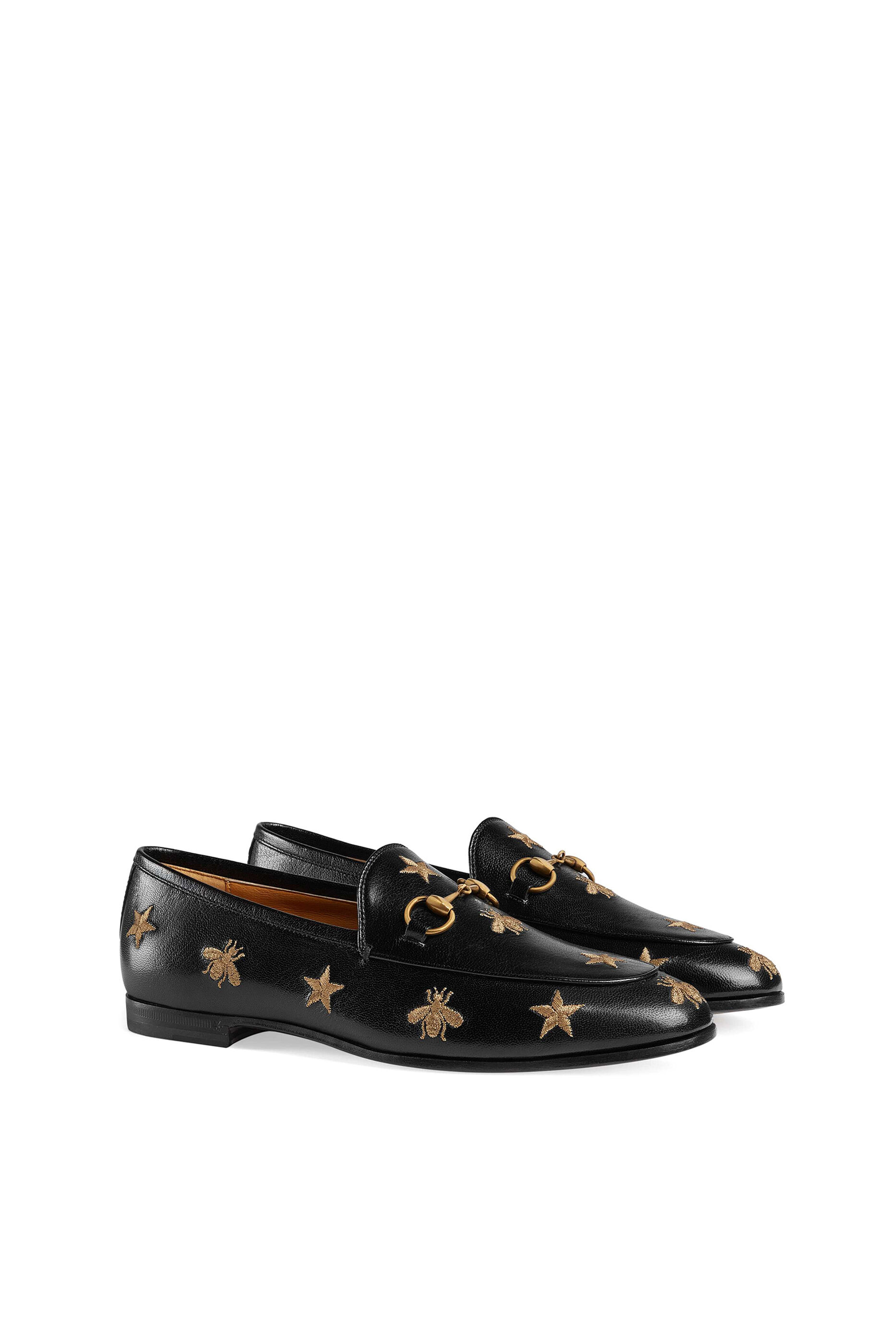 gucci jordaan embroidered leather loafer