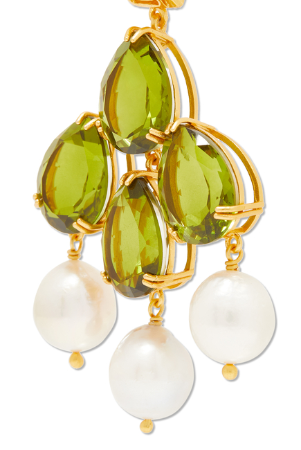 Mykonos 24K Gold-Plated Quartz and Pearl Earrings