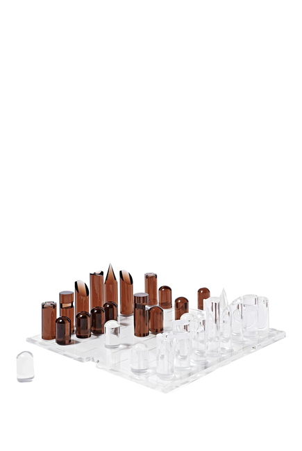 Lucite Limited-Edition Chess & Checkers Set