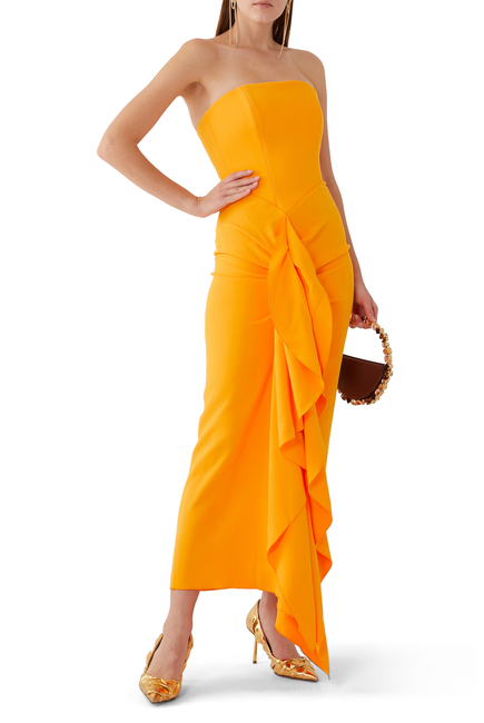 Thalia Ruffled Crepe Midi Dress