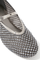 Pewter Fishnet Ballet Flat with Crystals