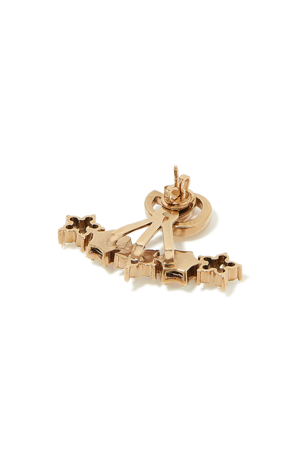 Double G Single Earring, Gold-Plated Metal & Crystals