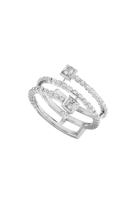 Cleo Lotus Twist Ring, 18k White Gold & Full Diamonds