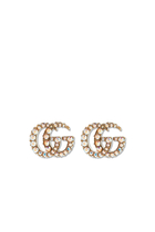 Double G Studs, Gold-Plated Metal & Crystals