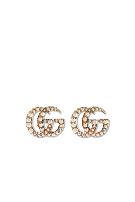 Double G Studs, Gold-Plated Metal & Crystals