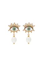 Evil Eye Pearl Earrings