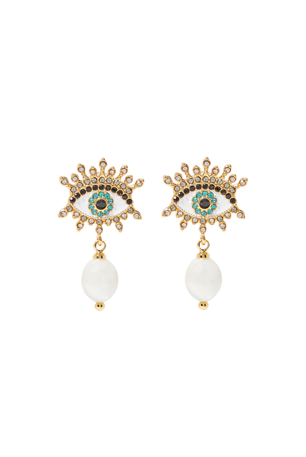 Evil Eye Pearl Earrings