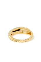 Wavy Ridge Stacking Ring, 18k Gold-Plated Sterling Silver & Onyx