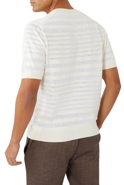 Zanone Striped Cotton & Linen T-Shirt
