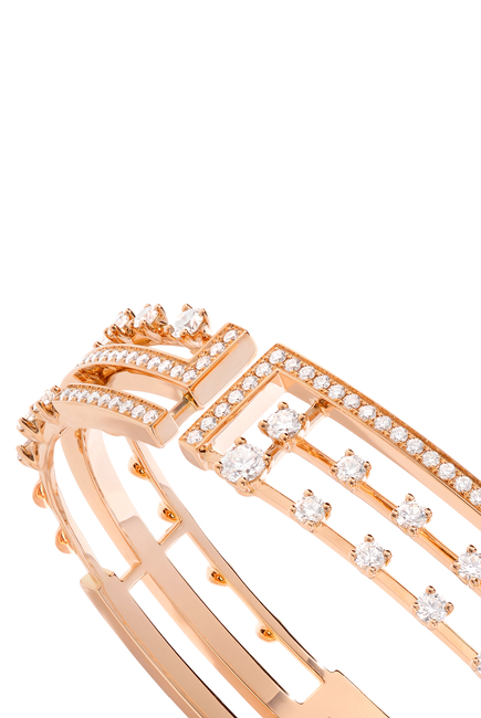 Avenues Open Hinged Bracelet, 18k Rose Gold & Diamond
