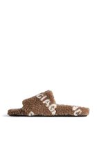 Furry Slide Sandals Allover Logo