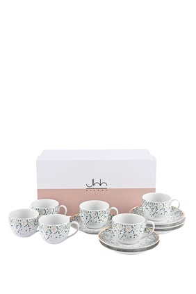 Mirrors Espresso Cups and Saucers, Set of Six