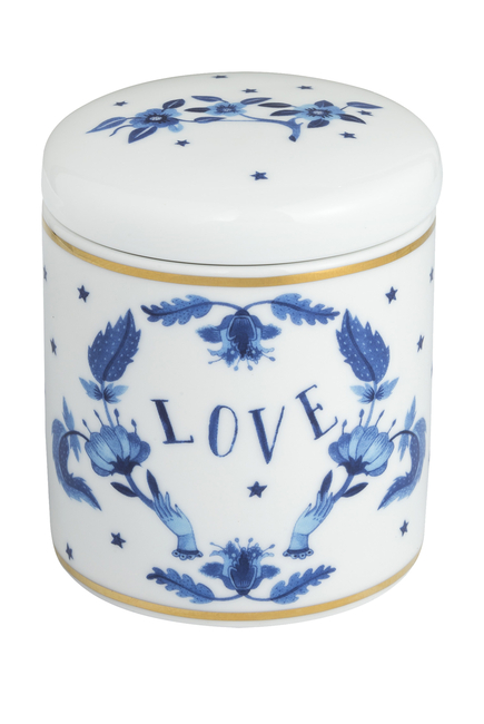 Blue Floral Candle Canister