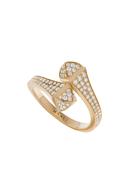 Cleo Midi Slim Ring, 18k Pink Gold & Full Diamond
