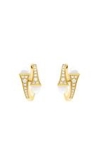 Cleo White Agate & Yellow Gold  Huggie Earrings