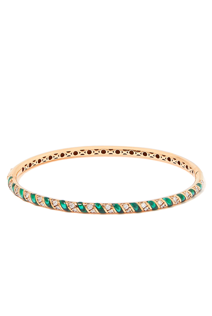 Tornado Bracelet, 18k Rose Gold with Green Mother of Pearl & Diamonds