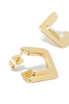 Squared Open Stud Earrings, 18k Gold-Plated Brass