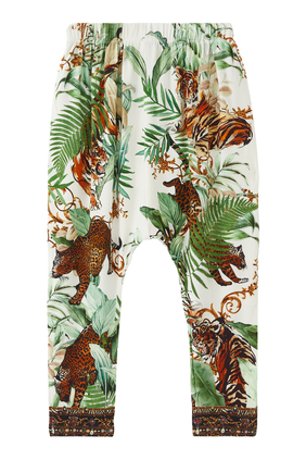 Jungle Print Drop Crotch Harem Pants