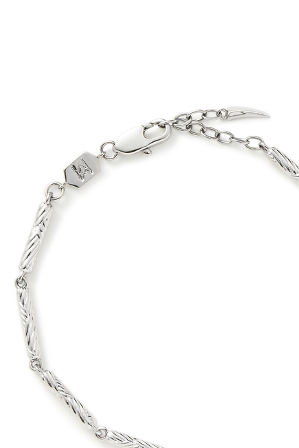 Wavy Ridge Chain Bracelet, Silver-Plated Brass