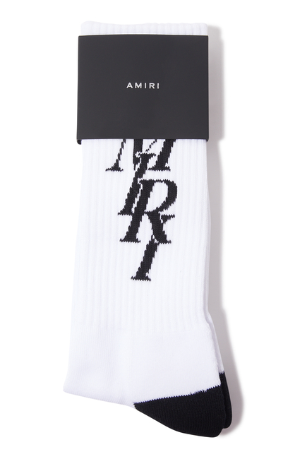 Stack Logo-Jacquard Ribbed Cotton-Blend Socks