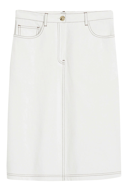 Tumbled Cotton Midi Skirt