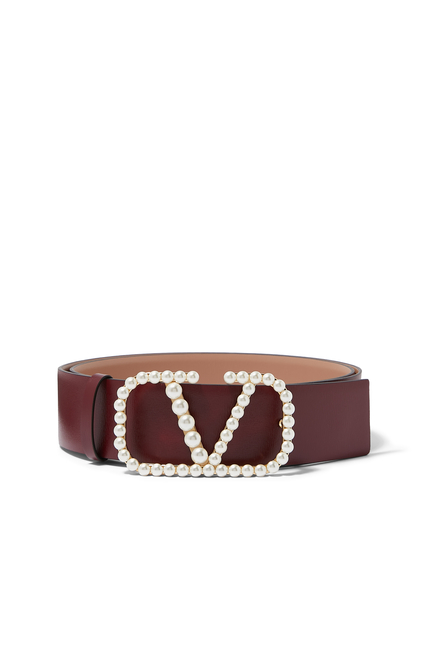 VLogo Signature Pearl Buckle Reversible Belt