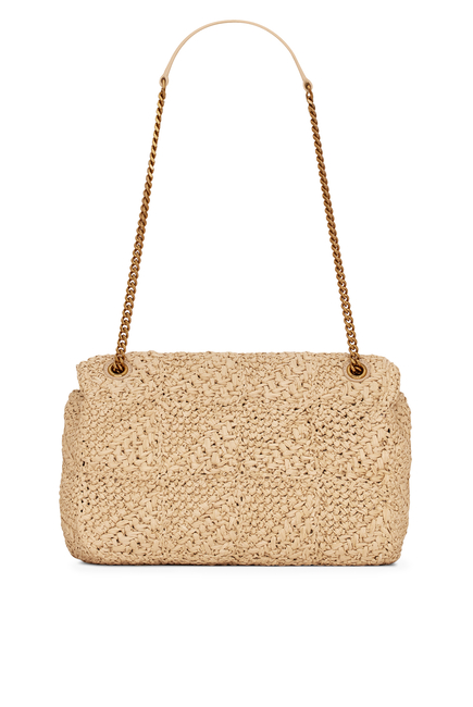 Jamie YSL-logo Raffia Shoulder Bag