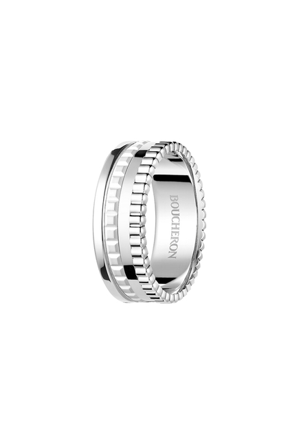 Quatre Double White Edition Small Ring, 18k White Gold