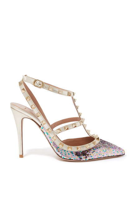 Rockstud 100 Sequin Pumps