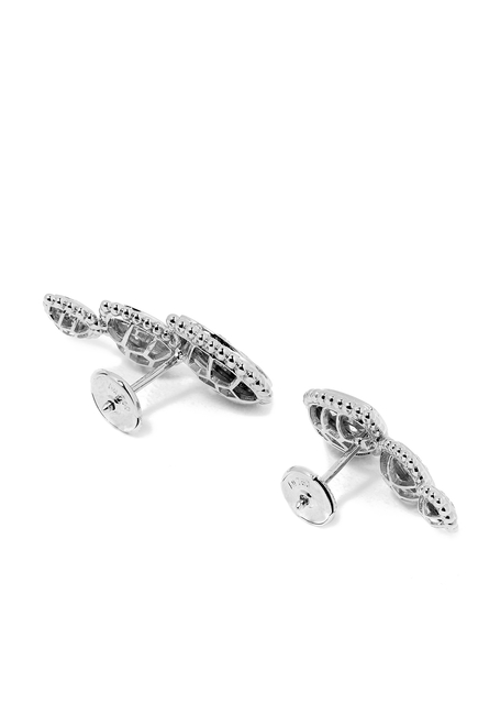 Serpent Bohème Triple Motif Stud Earrings, Paved with Diamond