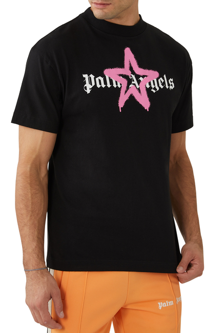 Palm Angels Pink Star Sprayed Unisex T Shirt 