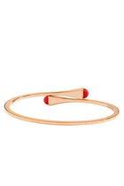 Cleo Slim Bangle, 18k Rose Gold with Red Coral & Diamonds