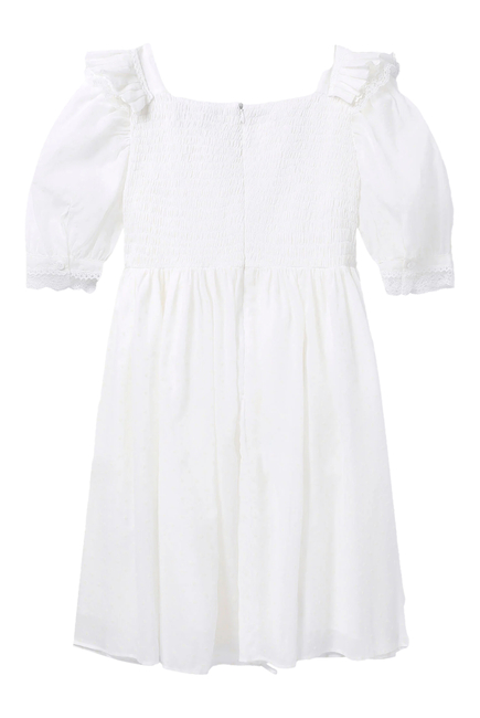 Kids Frill Sleeve Smock Cotton Dress