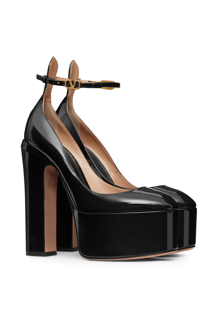  Tan-Go Patent-Leather Platform Pumps