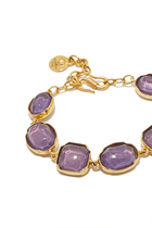 Cabochons Bracelet, 24k Gold-Plated Brass & Rock Crystal