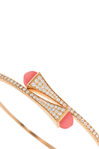 Cleo Midi Bangle, 18k Pink Gold with Coral & Diamonds