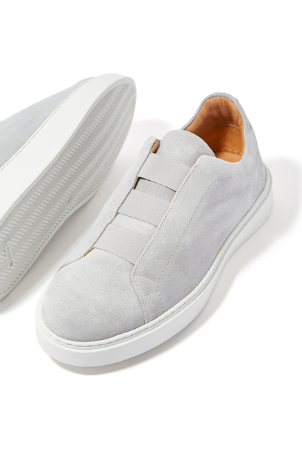 Triple Stitches Velour Slip-Ons