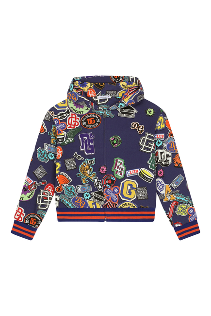 Kids Sticker Print Zip Hoodie