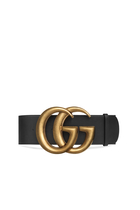 Wide Leather Double G Belt