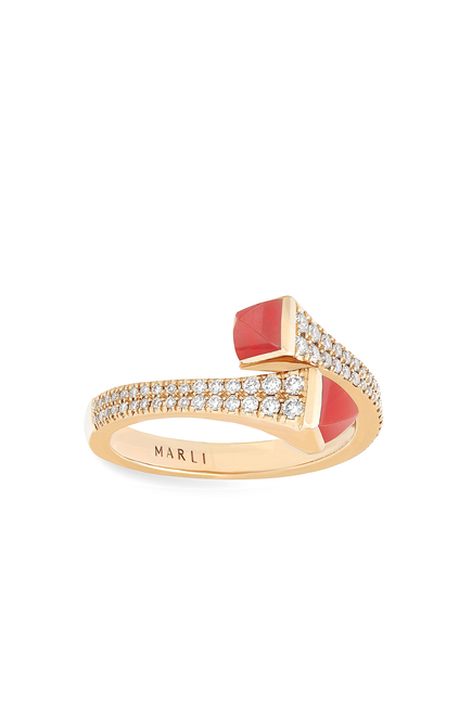 Cleo Pink Coral & Rose Gold Ring