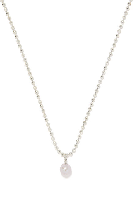 Ball Chain Necklace, Sterling Silver & Diamond