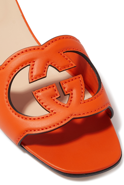 Interlocking G Cut-Out Leather Slides