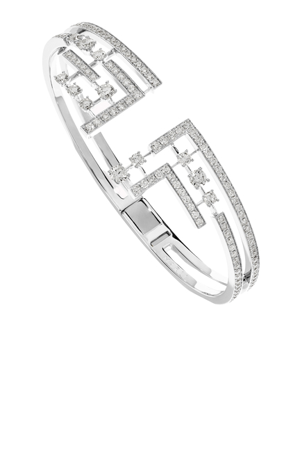 Avenues Crown Hinged Bracelet, 18k White Gold with Diamonds