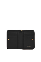 Monogram Compact Zip Around Wallet in Grain de Poudre Embossed Leather